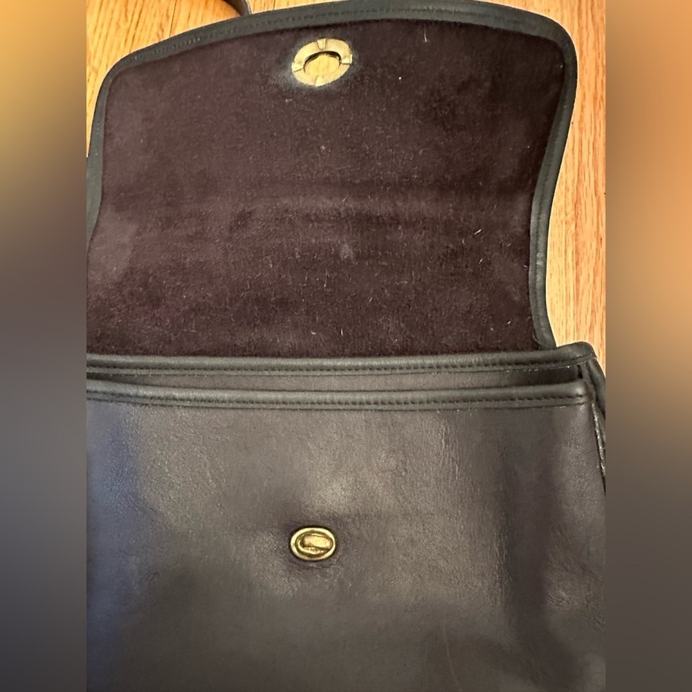 Vintage Coach Compartment Crossbody Bag Black Leather - Picture 7 of 16